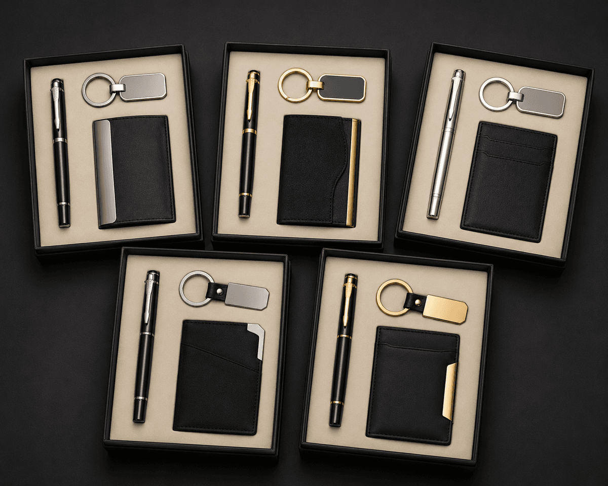 3 In 1 Pen + Keychain + Card Holder Combo Sets 